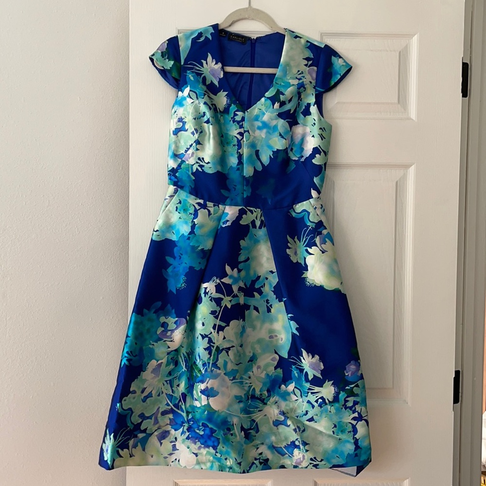 Carlisle Cocktail Dress, Size 4, Blue/Floral